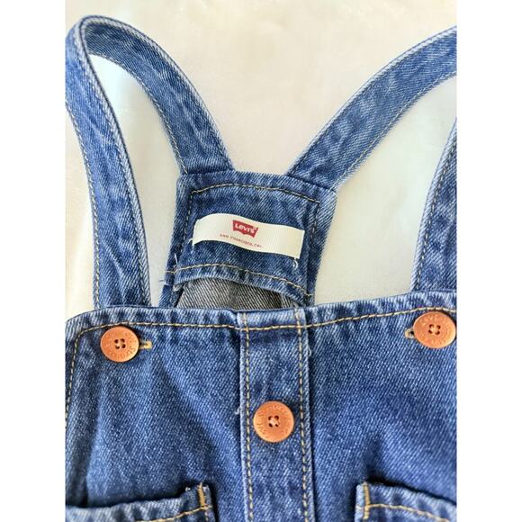 Levi's Girl's Bib Overall Denim Jean Skirt Jumper 5 Regular Button Down Pocket - Picture 6 of 8